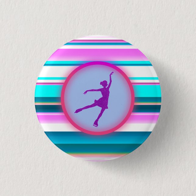 Girls Figure Skating Stripes    3 Cm Round Badge (Front)