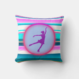 Girls Figure Skating Stripes Cushion