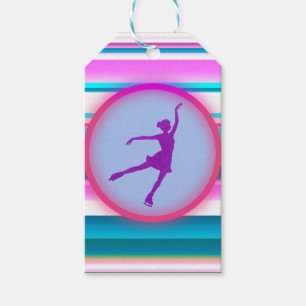 Girls Figure Skating Stripes Gift Tags