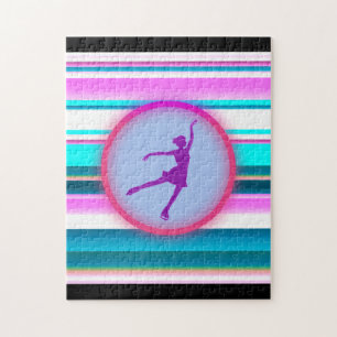 Girls Figure Skating Stripes  Jigsaw Puzzle