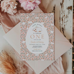 Girls First Birthday Easter Bunny Invitation