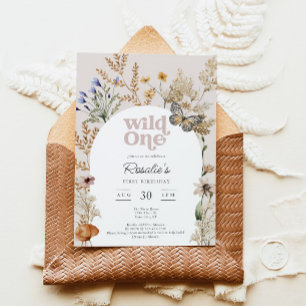 Girl's First Birthday Wild One Wildflower Invitation