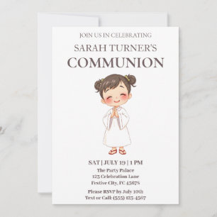 Girls First Communion Christian Invitation