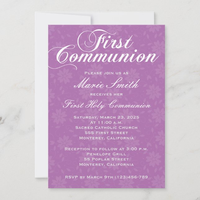 Girl's First Comunion Invitation (Front)