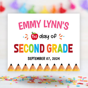 Girls First Day Of School Second Grade Poster