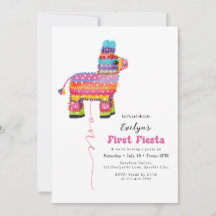 Girl's First Fiesta Birthday Piñata Invitation