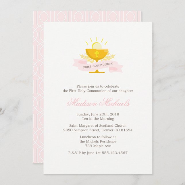 Girls First Holy Communion Invitation (Front/Back)