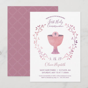Girl's First Holy Communion Invitation Card