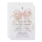 Girl's First Holy Communion Pink Floral Bow