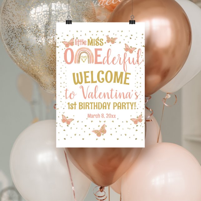 Girl's First ONEderful Birthday Party Butterflies Poster (Creator Uploaded)