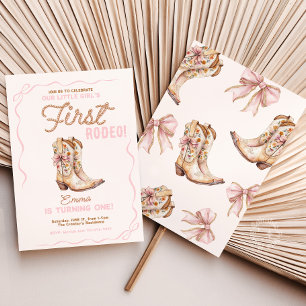Girl's First Rodeo 1st Birthday Cowgirl Invite