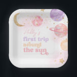 Girl's First Trip Around the Sun Paper Plates<br><div class="desc">Girl's First Trip Around the Sun Paper Plates
Ready to be personalised by you!</div>