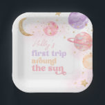 Girl's First Trip Around the Sun Paper Plates<br><div class="desc">Girl's First Trip Around the Sun Paper Plates
Ready to be personalised by you!</div>