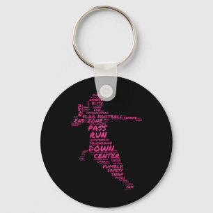 Girls Flag Football Player Word Art Typography Key Ring