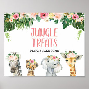 Girls Floral Foliage Safari Animals Birthday Sign