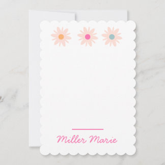 Girls Floral Stationary Thank You Card