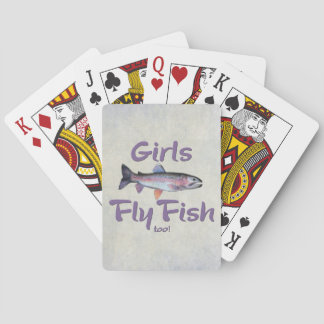 Girls Fly Fish too! Rainbow Trout Fly Fishing Playing Cards