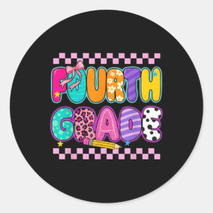 Girls Fourth Grade Back To School Coquette Preppy  Classic Round Sticker