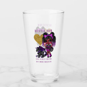 Girls Friend Gift Black Unicorn Besticorn Magical Glass
