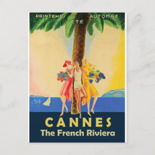 Girls from Cannes under the Palm Tree Postcard