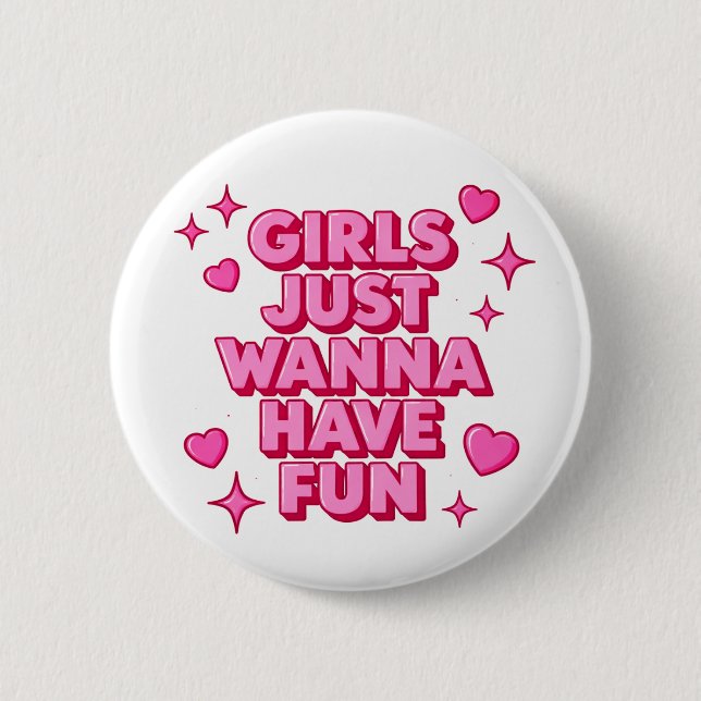 Girls Fun 6 Cm Round Badge (Front)