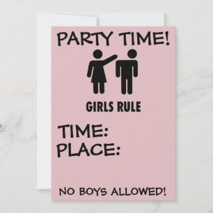 GIRLS FUNNY BIRTHDAYPARTY "GIRL POWER" INVITATIONS