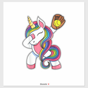 Girls Funny Dabbing Softball Unicorn Apparel, Yout