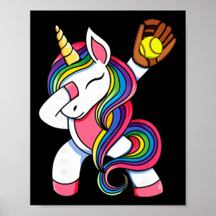 Girls Funny Dabbing Softll Unicorn Apparel, Youth Poster