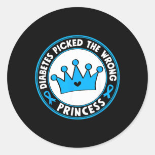 Girls Funny Diabetes Picked The Wrong Princess T1d Classic Round Sticker