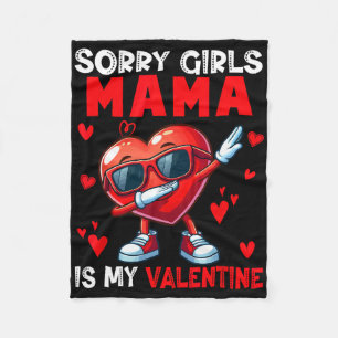 Girls Funny Joke Mama Is My Valentine Dabbing Hear Fleece Blanket