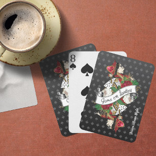 Girls Game Night   Game on Ladies Queen of Hearts Playing Cards