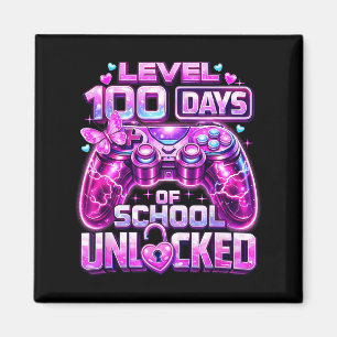 Girls gamer pink level 100 days of school unlocked magnet