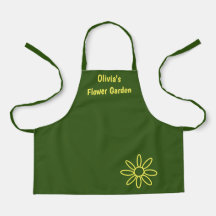 Girl's gardening apron, green, cute, her name