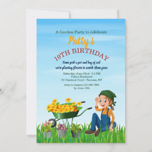 Girl's Gardening Party Invitation