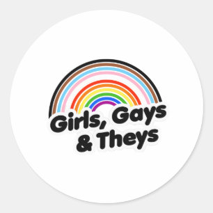 Girls Gays and Theys Classic Round Sticker