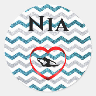 Girls Glitter Chevron Gymnastics Stickers Custom