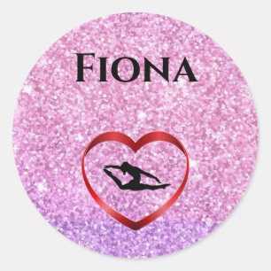 Girls Glitter Gymnastics Stickers Personalised