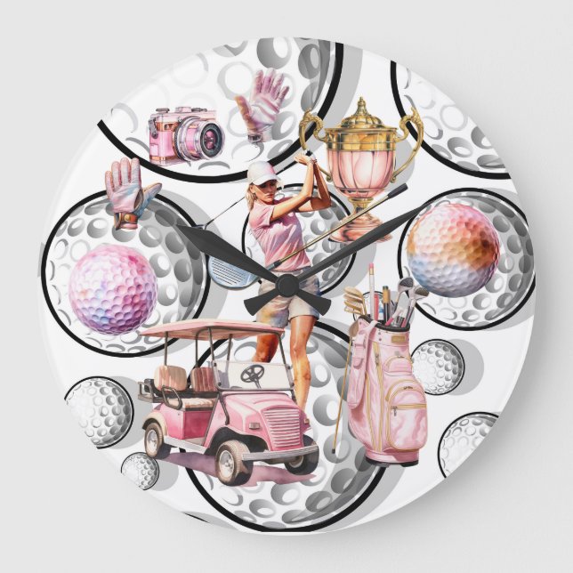 Girls Go Golfing Large Clock (Front)