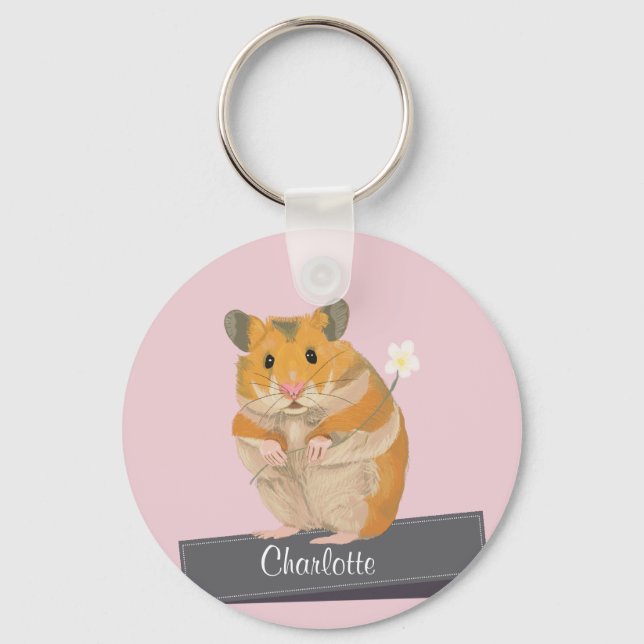 Girls Golden Hamster Key Ring (Front)