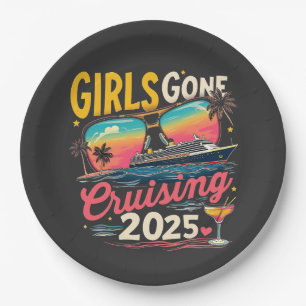 Girls Gone Cruising 2025 Travel Girls Trip Paper Plate