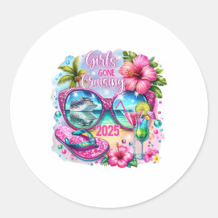 Girls Gone Cruising 2025 Vacation 2025 Tropical Gi Classic Round Sticker