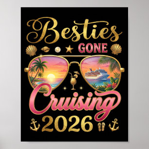 Girls Gone Cruising Besties On Board Tropical Poster