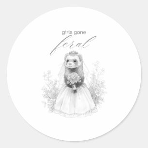 Girls Gone Feral Bachelorette Racoon Wedding Classic Round Sticker