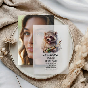 Girls Gone Feral Bride Funny Racoon Bachelorette Vellum Invitations