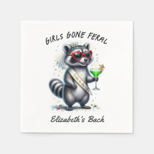 Girls Gone Feral Bride Racoon Bachelorette Napkin