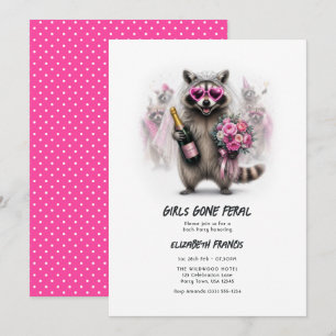 Girls Gone Feral Funny Racoon Bachelorette Party Invitation
