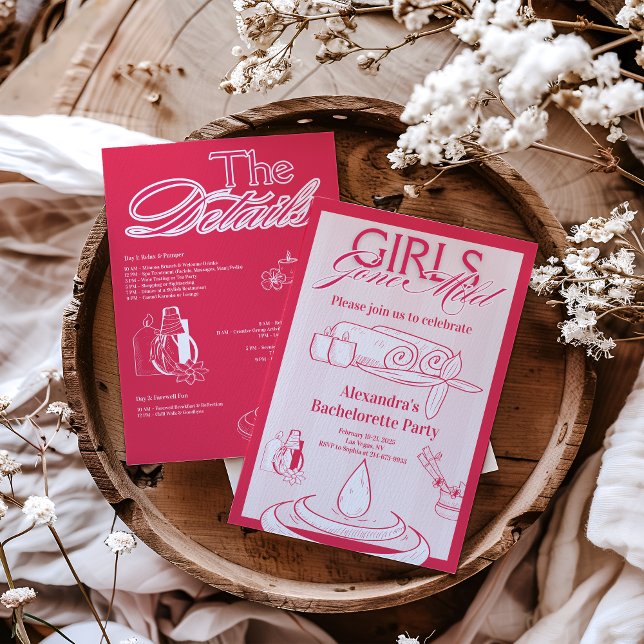 Girls Gone Mild Bachelorette Itinerary Party Invitation (Creator Uploaded)