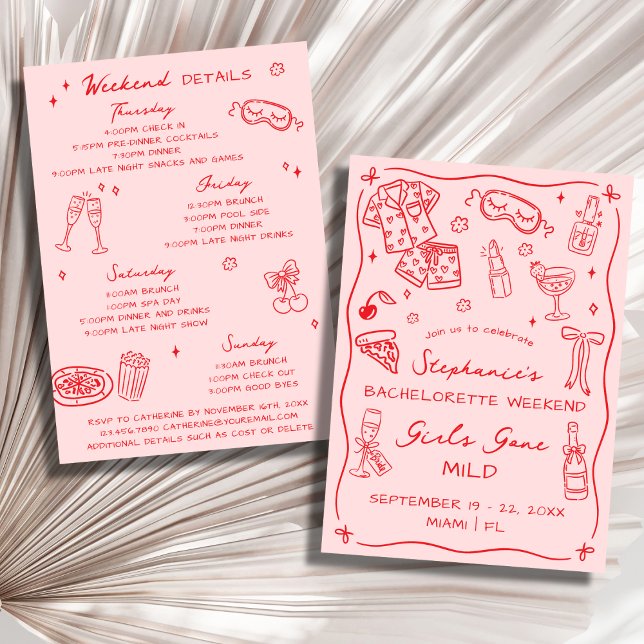 Girls Gone Mild Bachelorette Party 4 Day Itinerary Invitation (Creator Uploaded)