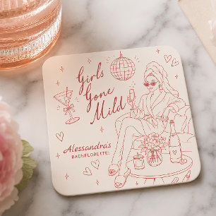 Girls Gone Mild Bachelorette Party Square Paper Coaster