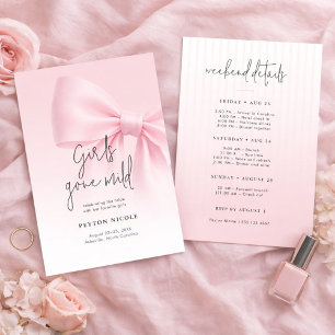 Girls Gone Mild Bow Bachelorette Weekend Itineray Invitation